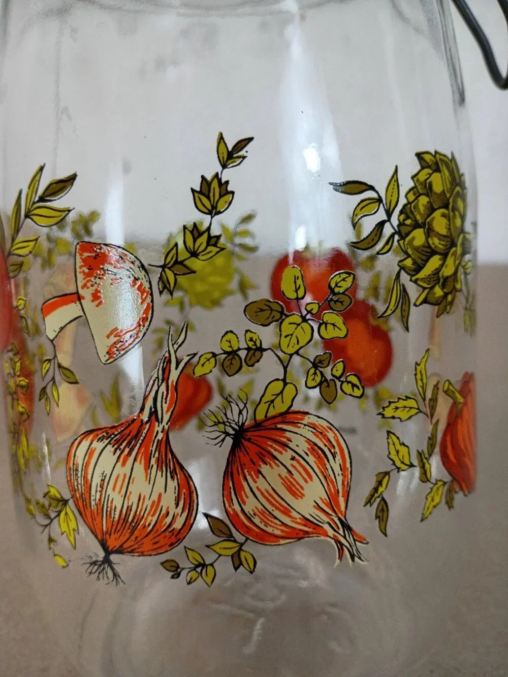 Vintage Arc - France Hinged Glass Canister Spice of Life Mushroom